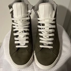 Zara hit top retro sneakers, colors army green & white. Size 6. Gently worn.